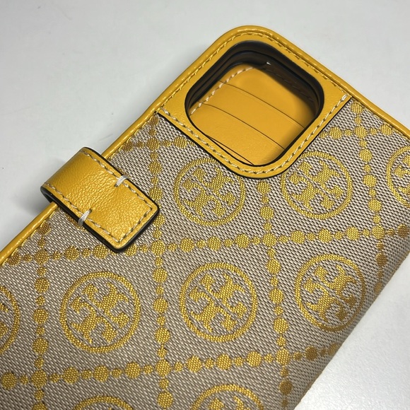 Tory Burch T Monogram Jacquard Yellow Folio For IPhone 12 Para o Max - Picture 6 of 16
